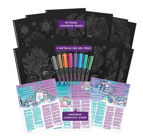 Livre de coloriage à pages noires d'Isadora - Nebulous Stars