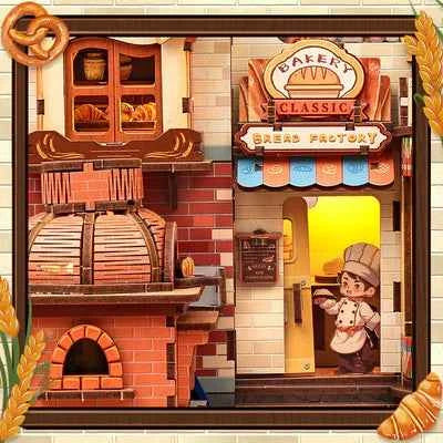 Bread Factory – Book Nook 3D en bois avec LED – Haute gamme