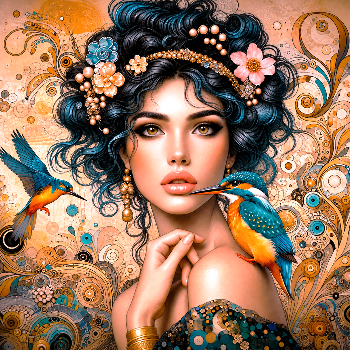 Peinture diamant 5D - Haute Gamme - Dame aux Oiseaux