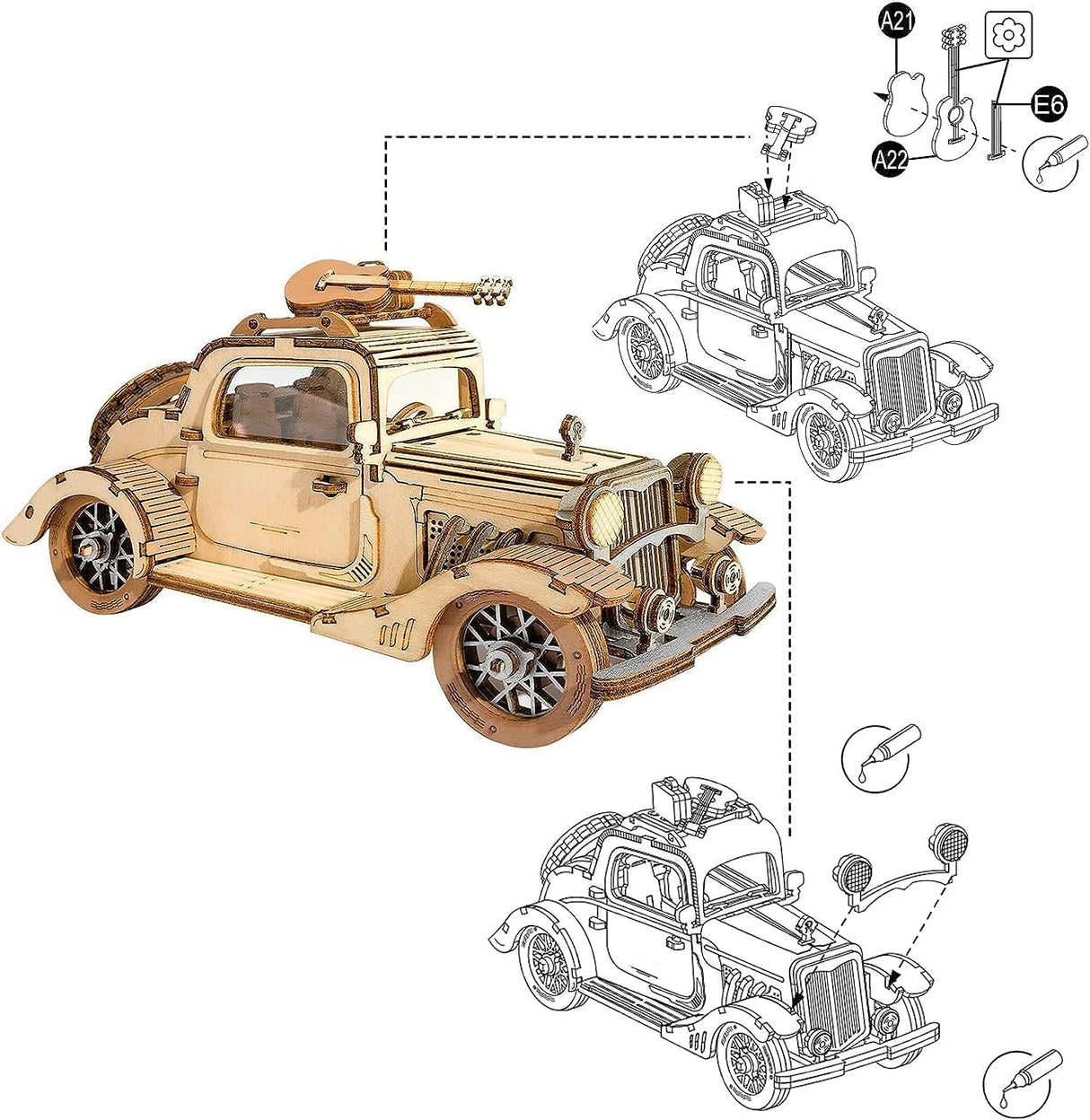 Voiture ancienne – ROKR TG504 - Puzzle 3D