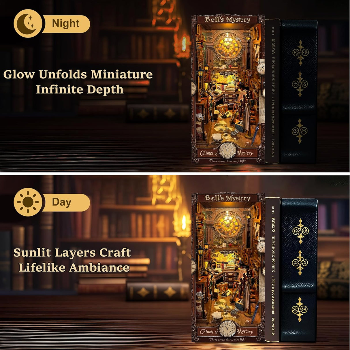 Mistère des cloches – Book Nook - 3D en bois avec LED