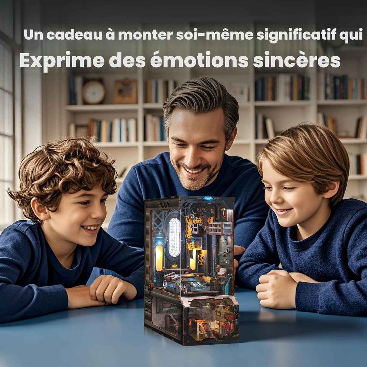 Atelier automobile – Book Nook 3D en bois – Éclairage LED - Univers RcLoisirs