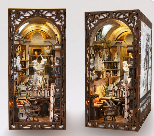 Atelier de sculpture de Bernini – Book Nook 3D en bois – LED – Haute gamme – Univers RcLoisirs