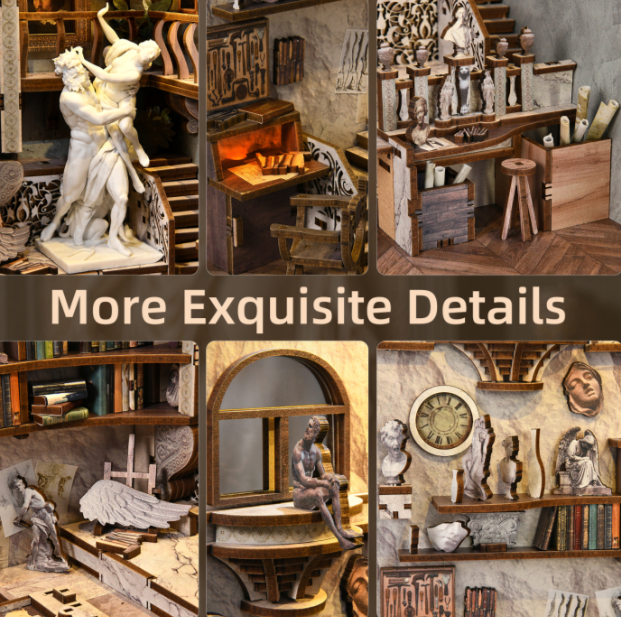 Atelier de sculpture de Bernini – Book Nook 3D en bois – LED – Haute gamme – Univers RcLoisirs