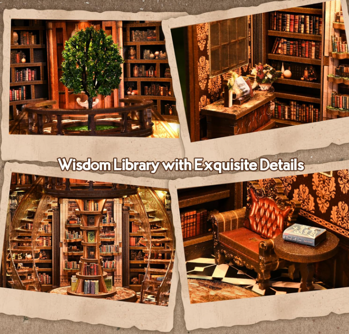 Bibliothèque des sages – Book Nook – Miniature à assembler - Univers RcLoisirs