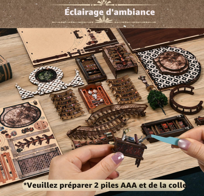 Bibliothèque des sages – Book Nook – Miniature à assembler - Univers RcLoisirs