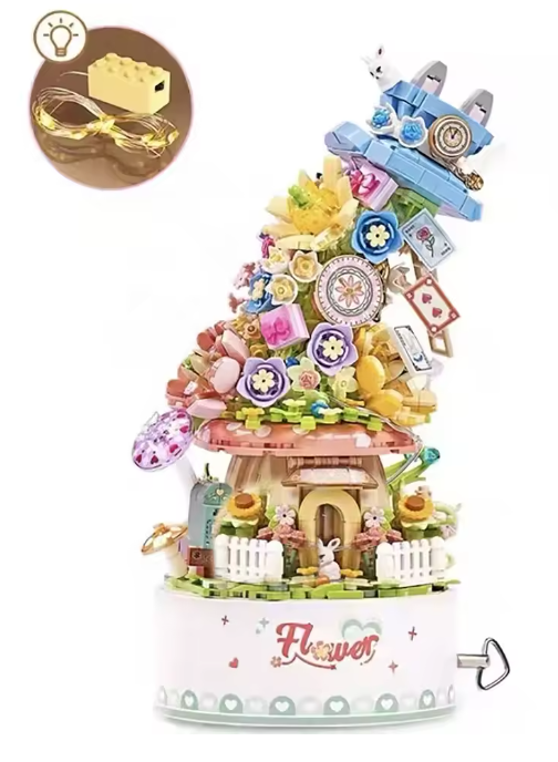 Boîte à musique florale rotative – LOZ 1954 – Mini blocs à assembler – Mini construction 3D – Univers RcLoisirs