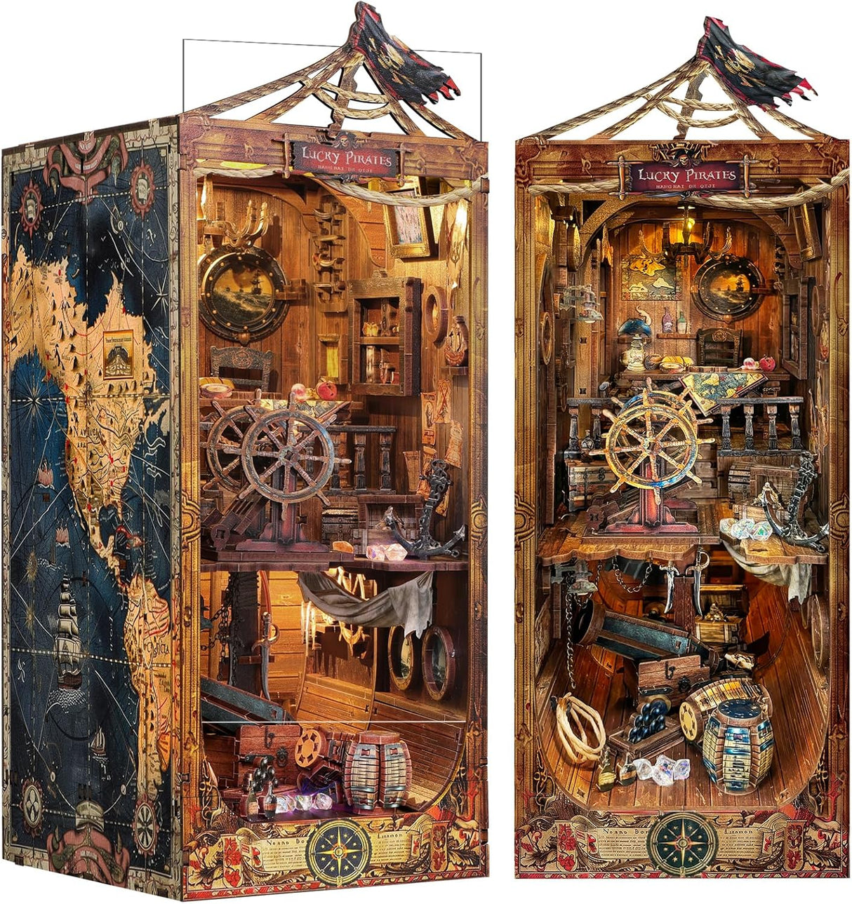 Book Nook 3D – Antre du pirate – En bois avec éclairage LED – Univers RcLoisirs