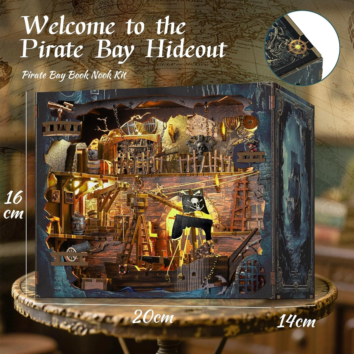 Book Nook 3D – Baie des pirates MAX – En bois avec éclairage LED – Univers RcLoisirs