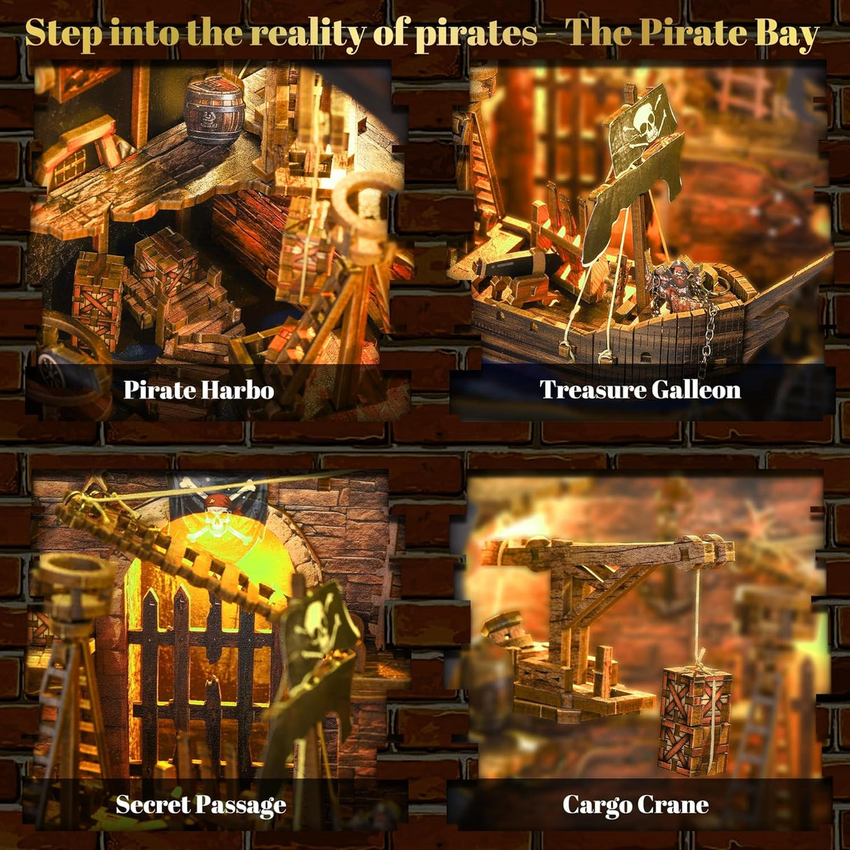 Book Nook 3D – Baie des pirates MAX – En bois avec éclairage LED – Univers RcLoisirs