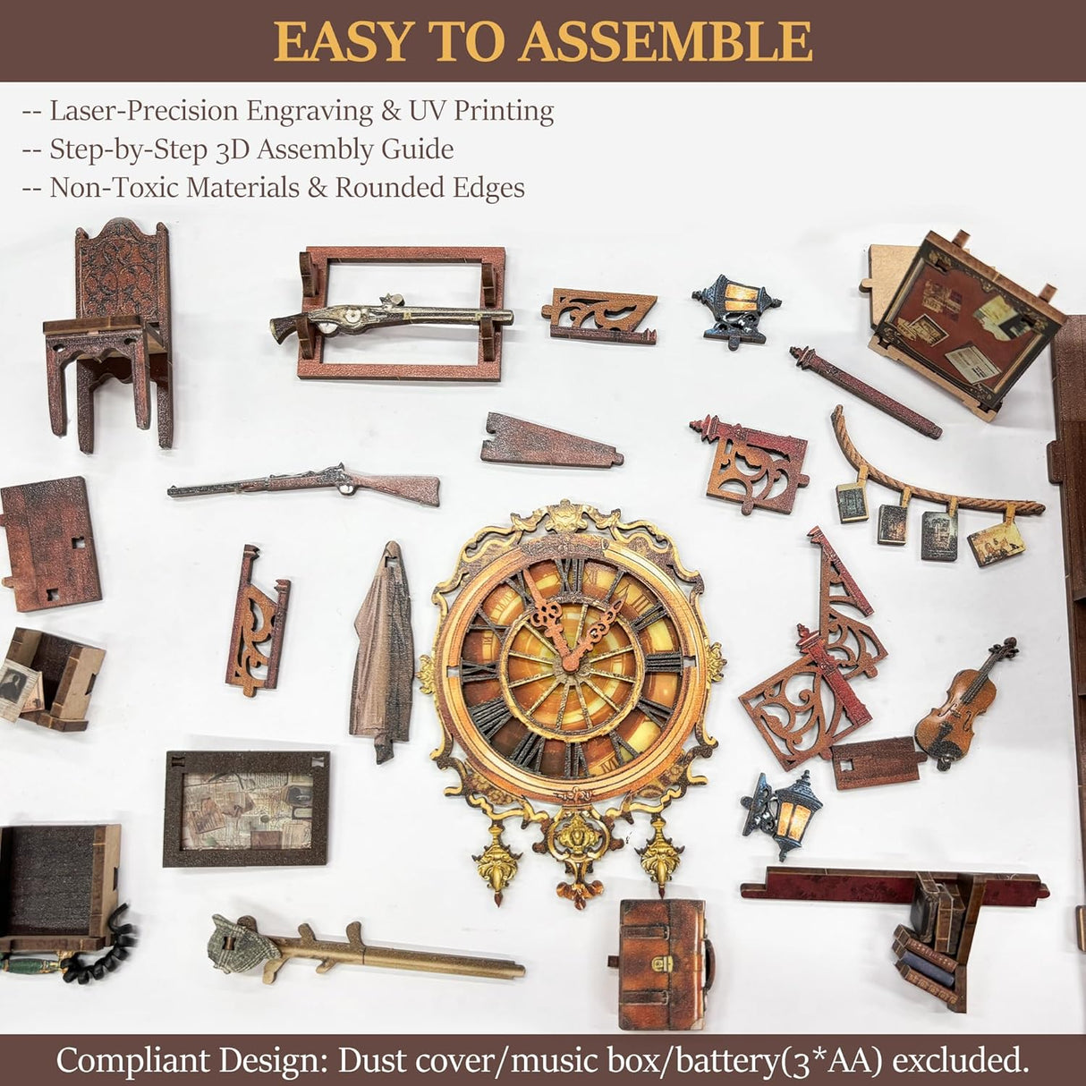 Book Nook 3D – Mystère des cloches – En bois avec éclairage LED – Univers RcLoisirs