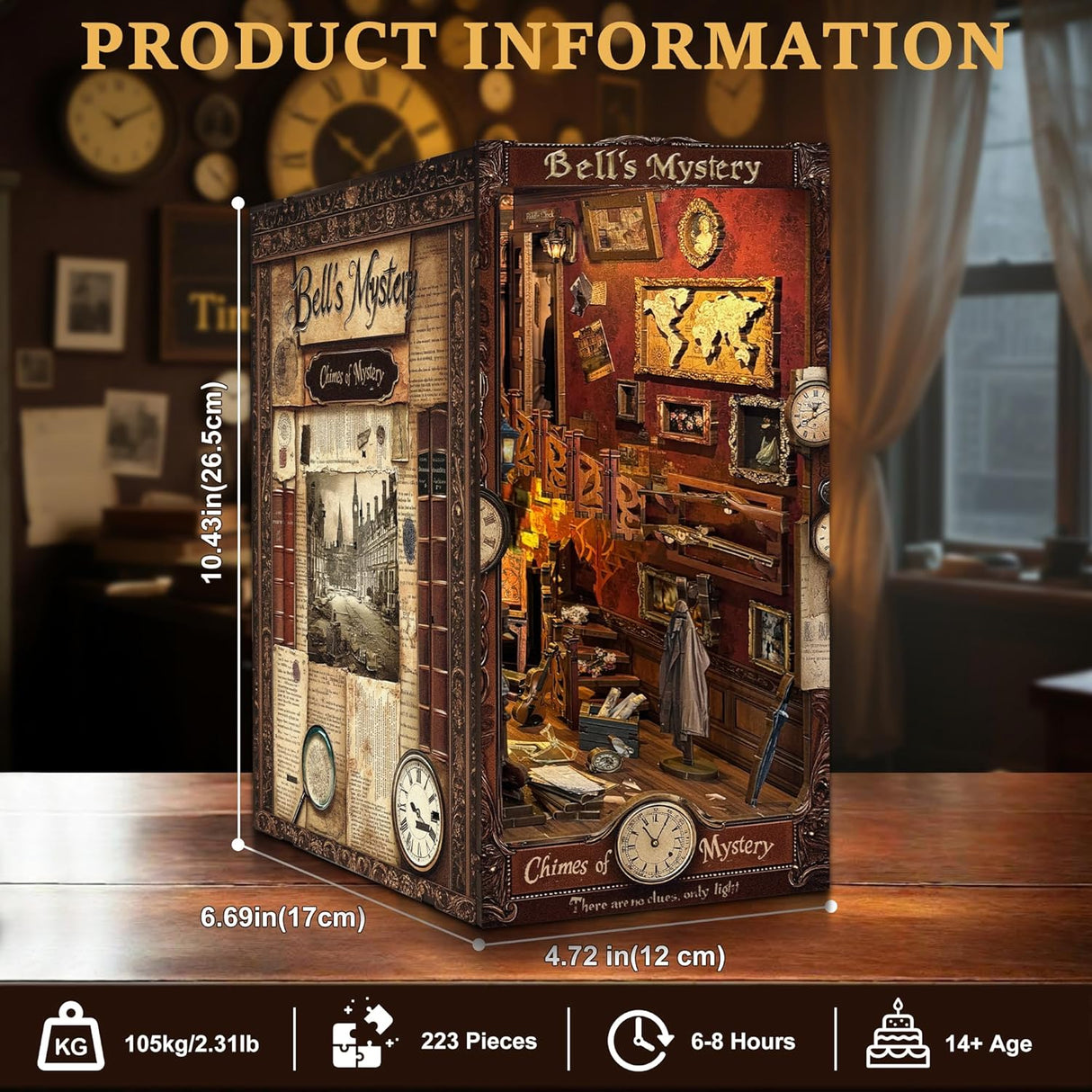 Book Nook 3D – Mystère des cloches – En bois avec éclairage LED – Univers RcLoisirs