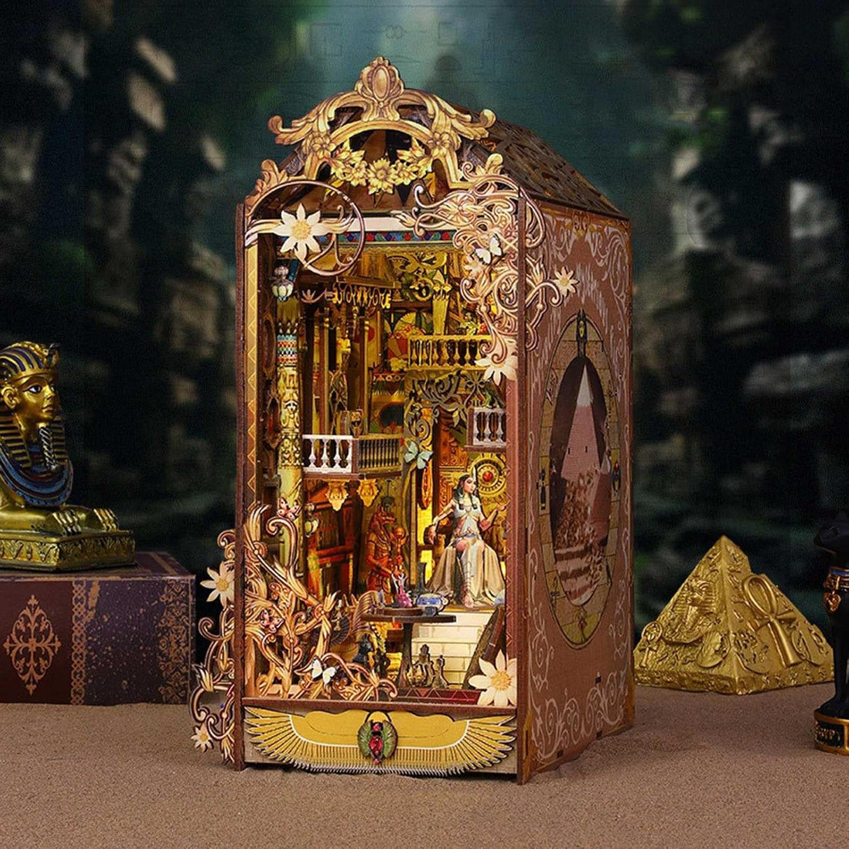 Book Nook 3D – Égypte antique – En bois avec éclairage LED – Univers RcLoisirs