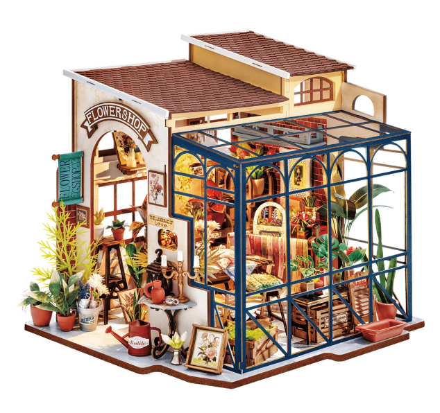 Assemblez la Rolife DG145 – Boutique de Fleurs. Kit miniature avec LED, ambiance florale romantique et détails réalistes. Univers RcLoisirs.