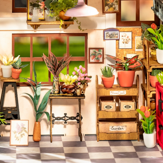 Assemblez la Rolife DG145 – Boutique de Fleurs. Kit miniature avec LED, ambiance florale romantique et détails réalistes. Univers RcLoisirs.