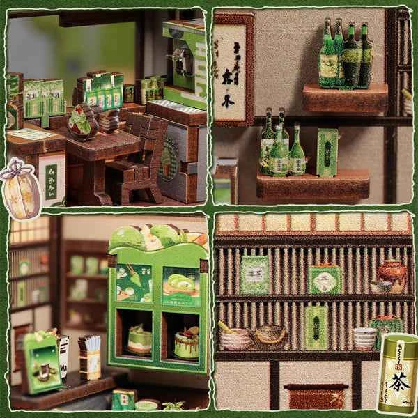 CWGA116 Kyoto Matcha Cottage, maison miniature DIY de 128 pieces inspiree d'une boutique japonaise de matcha avec eclairage DEL et decor double face.