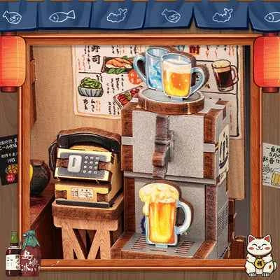 Choshi no Shitamachi – Book Nook 3D en bois avec LED – Haute gamme