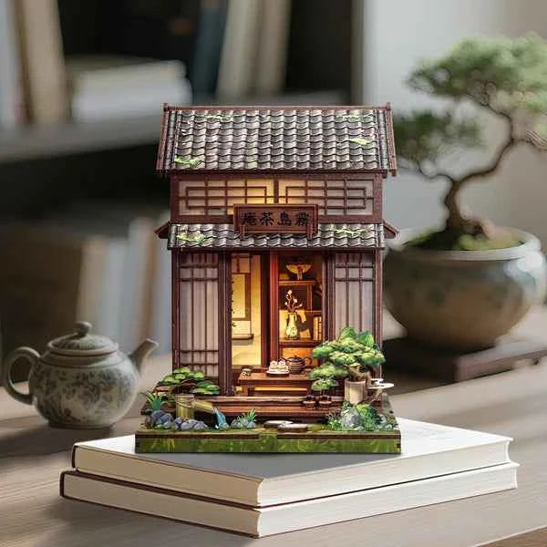 Kirishima Cha-an – Book Nook 3D en bois avec LED – Haute gamme