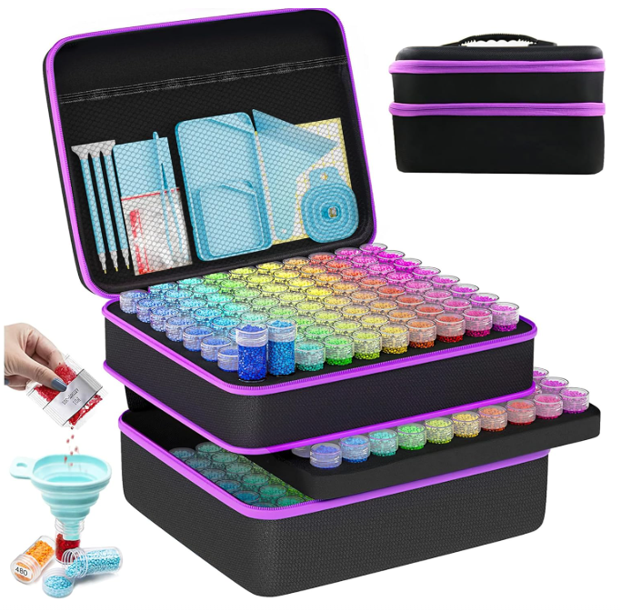 Artdot - Conteneur de rangement 120 ou 240 compartiments – Peinture diamant – Organisateur portable