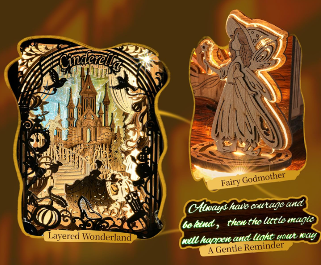 Cendrillon - Veilleuse en relief 3D – Book Nook – Miniature à assembler - Univers RcLoisirs