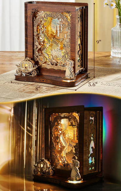 Cendrillon - Veilleuse en relief 3D – Book Nook – Miniature à assembler - Univers RcLoisirs