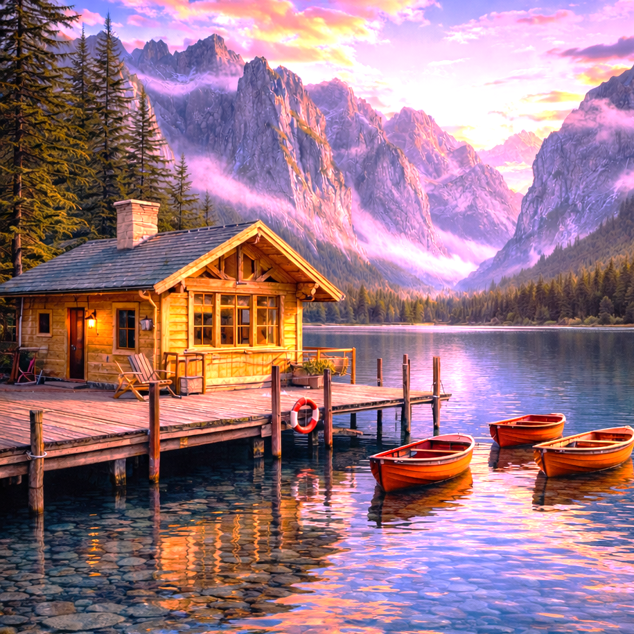 PRÉ-COMMANDE / Peinture diamant 5D - Haute Gamme - Chalet lumineux