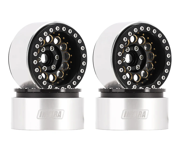 DGW-1957BK – Jantes beadlock 1,9" laiton + aluminium noir -10mm crawler 1/10 (4 pcs) – INJORA