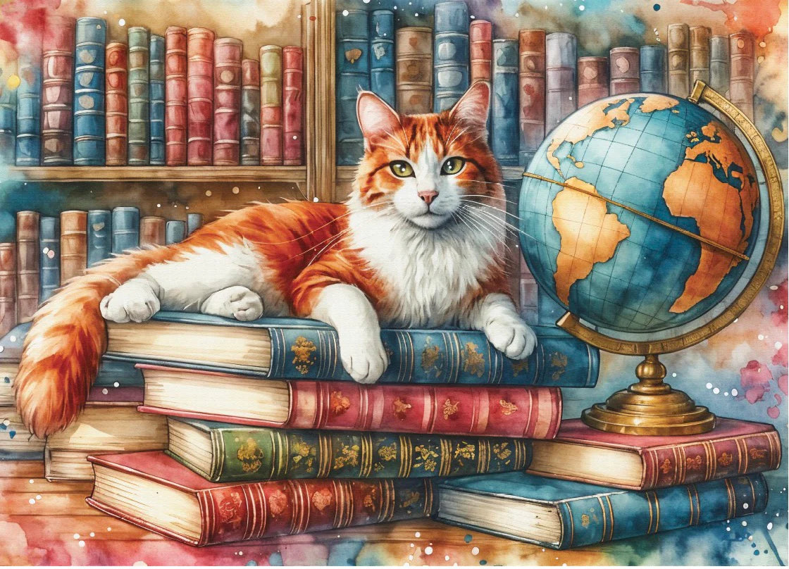 Delfy - Books, Globe and Purrs – Casse-tête – 1000 pièces – Univers RcLoisirs
