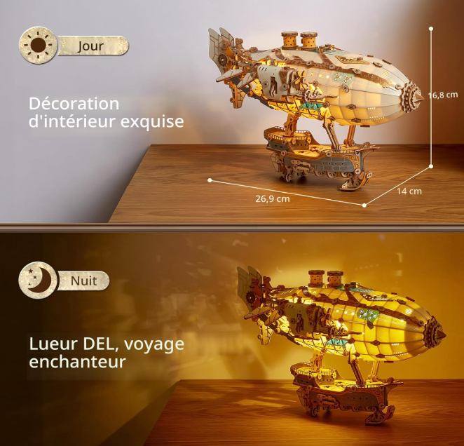 Dirigeable fantastique Steampunk – Book Nook – Miniature à assembler - Univers RcLoisirs