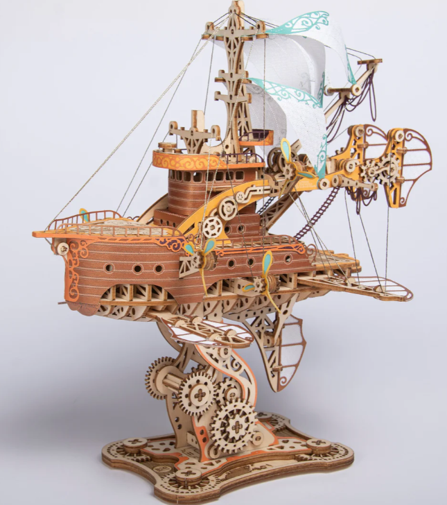 Dirigeable fantastique steampunk 3D en bois à assembler - Univers RcLoisirs