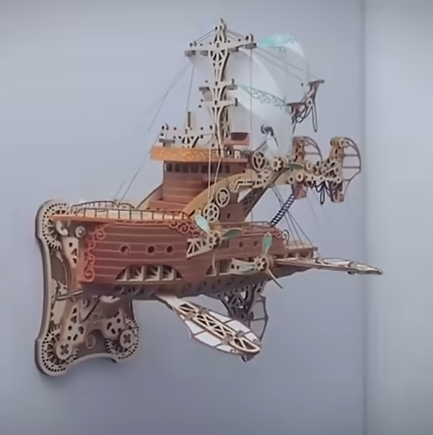 Dirigeable fantastique steampunk 3D en bois à assembler - Univers RcLoisirs