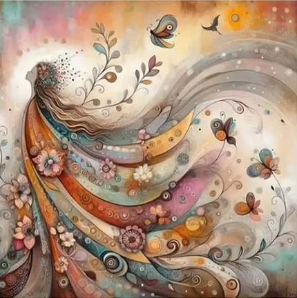 Élégance en fleurs – 50x50cm – Diamants Ronds