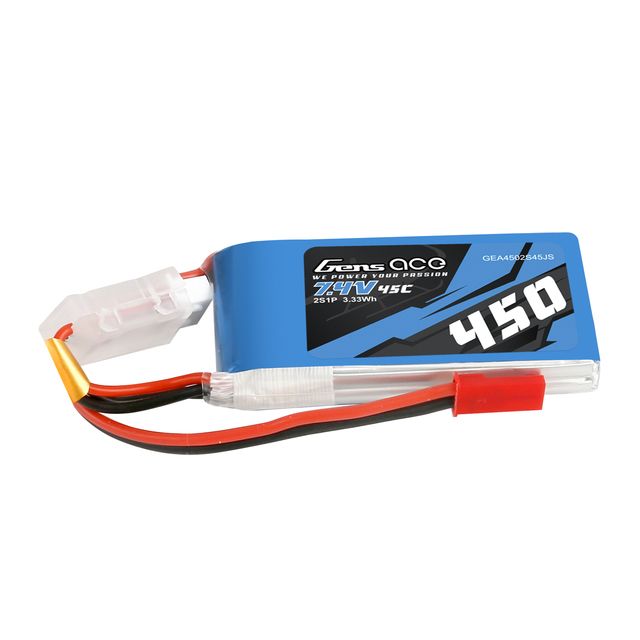Gens Ace GEA4502S45JS – batterie LiPo 2S 7.4 V 450 mAh 45C avec connecteur JST-SYP pour modèle volant compact