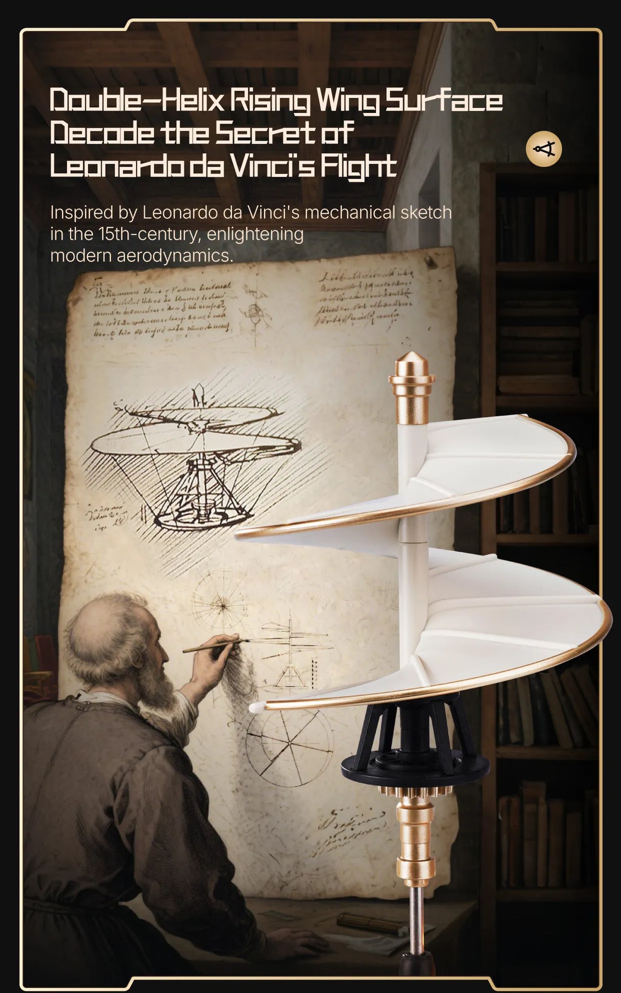 Hélicoptère Léonard Da Vinci mécanique - ROKR CGL01 – Puzzle 3D – Univers RcLoisirs