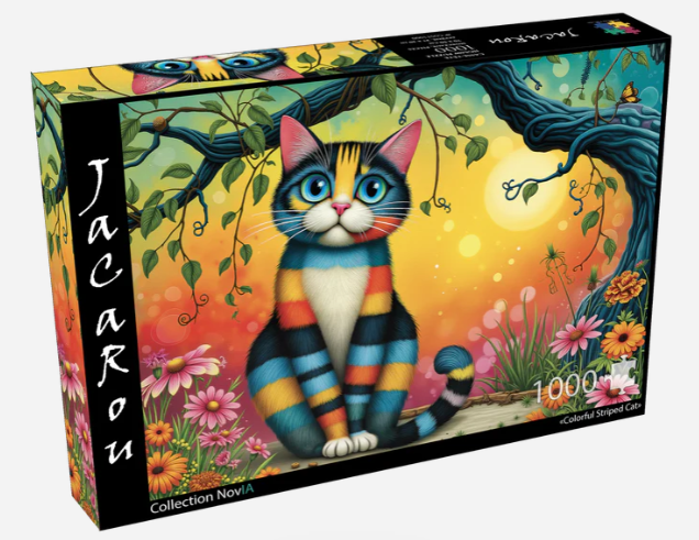 JP-COST1000 - Jacarou - Colorful Striped Cat - Casse-tête - 1000 pièces - Univers RcLoisirs