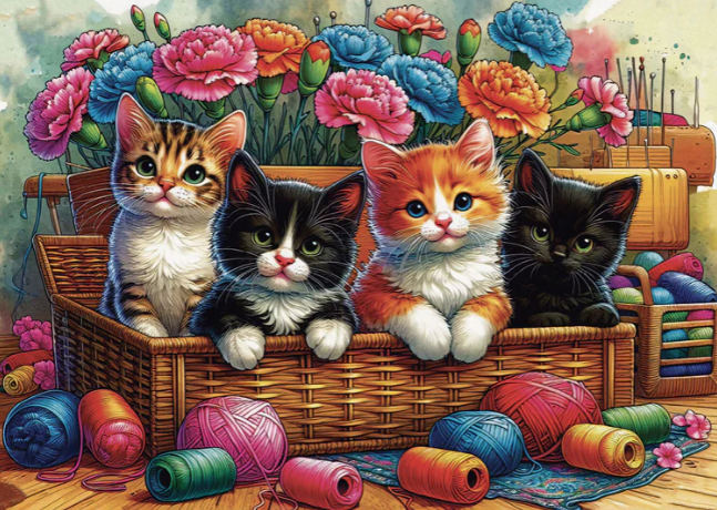 JP-PLAY1000 - Jacarou - Playful Basket Quartet - Casse-tête - 1000 pièces - Univers RcLoisirs