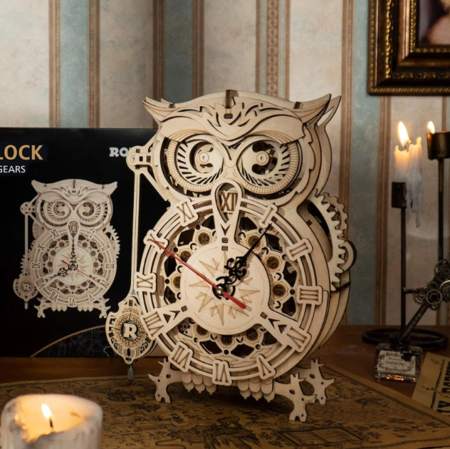 Horloge mécanique Hibou – ROKR LK503 – Puzzle 3D