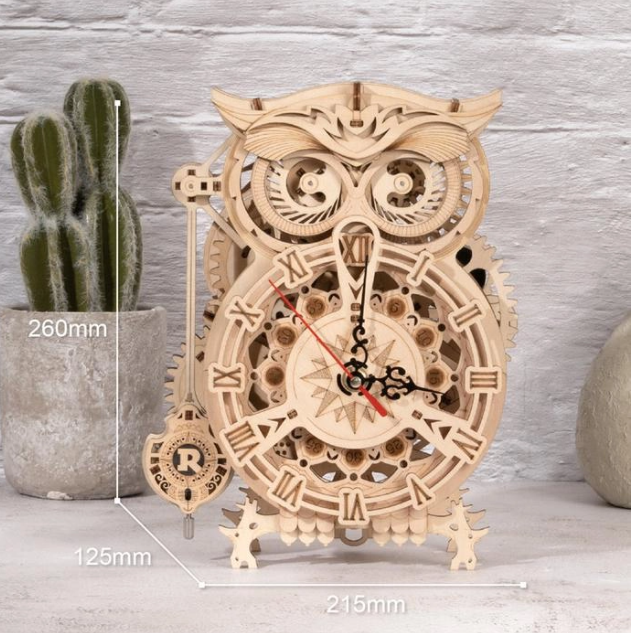 Horloge mécanique Hibou – ROKR LK503 – Puzzle 3D