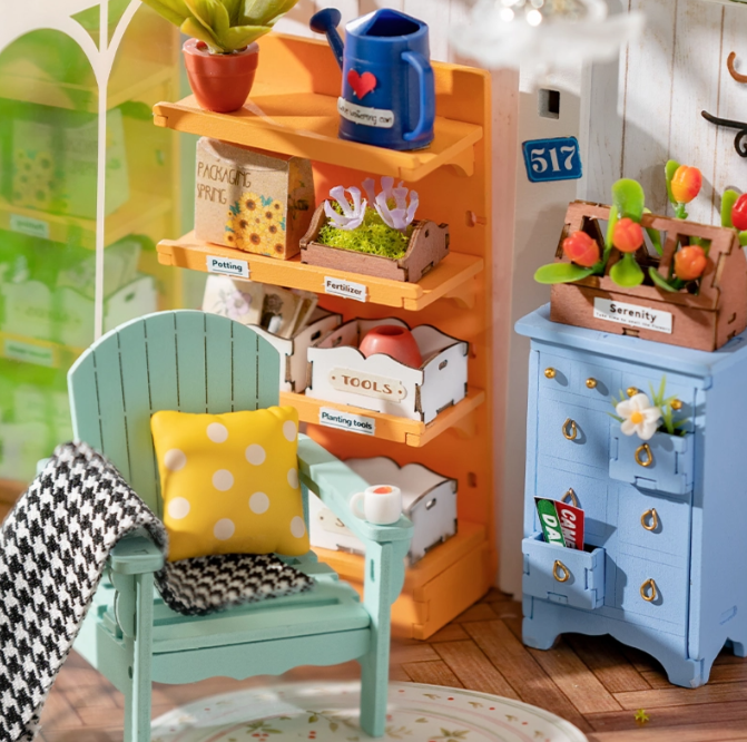 Assemblez la Rolife DG163 – Maison de jardin de rêve. Kit miniature détaillé avec LED, ambiance florale et décor authentique. Univers RcLoisirs.