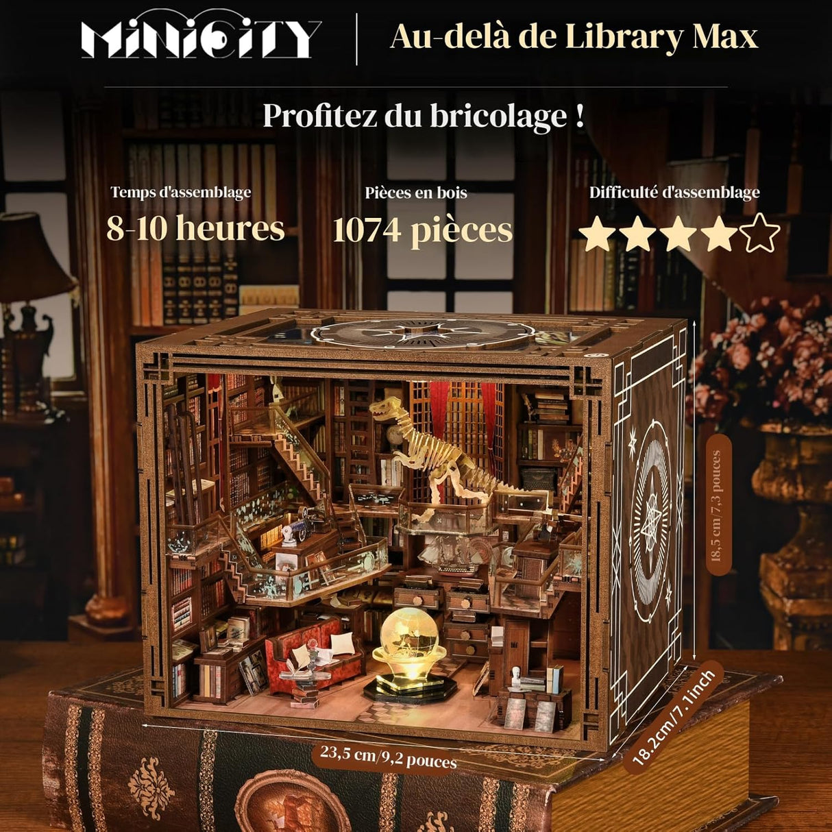 Musée de la Nature – Book Nook miniature 3D bois avec LED – Univers RcLoisirs