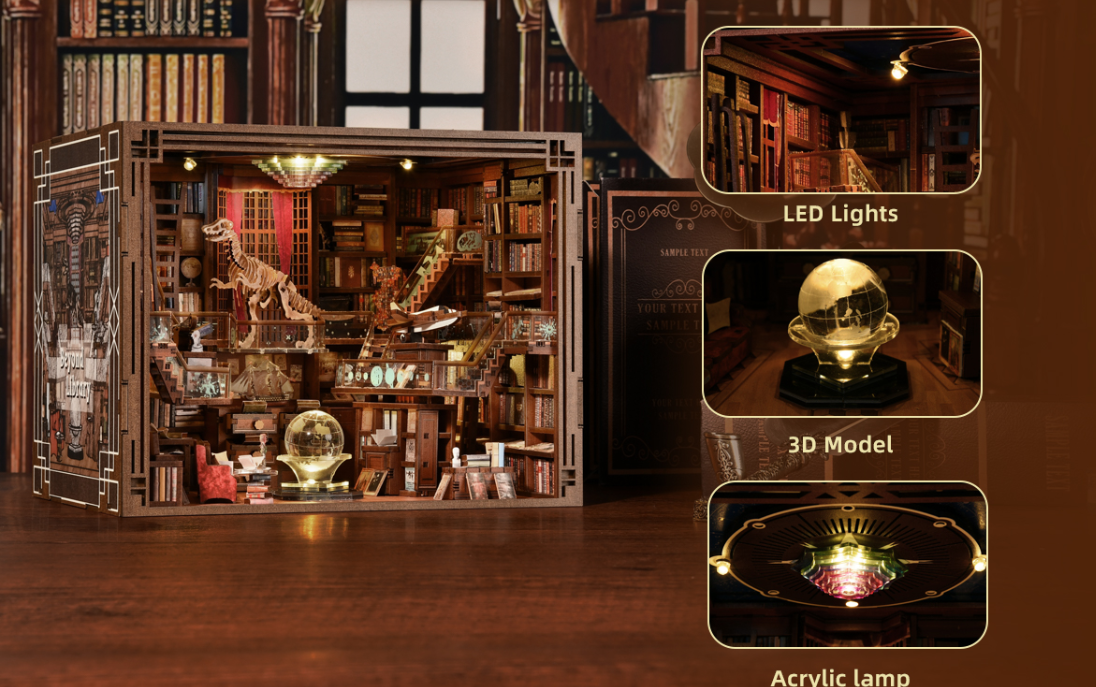 Musée de la Nature – Book Nook miniature 3D bois avec LED – Univers RcLoisirs