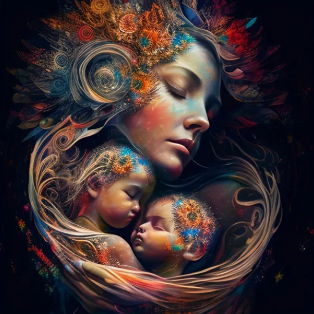 Mère - 30×30cm – Diamants Ronds