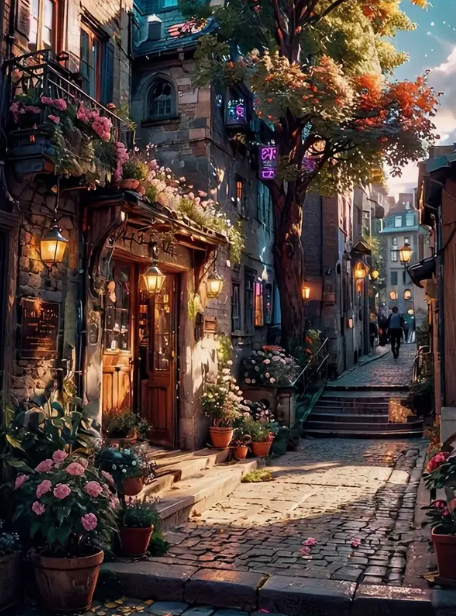 Ruelle en matinée - 30×40cm – Diamants Ronds