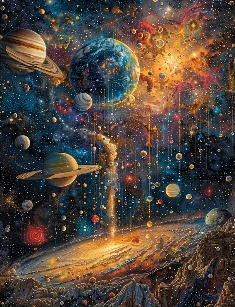 Paysage spatial - 30×40cm – Diamants Ronds