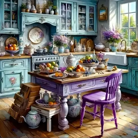 Cuisine pourpre - 40x40cm - Diamants ronds