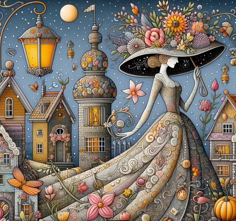 Elegance in Bloom – 40x40cm – Round Diamonds