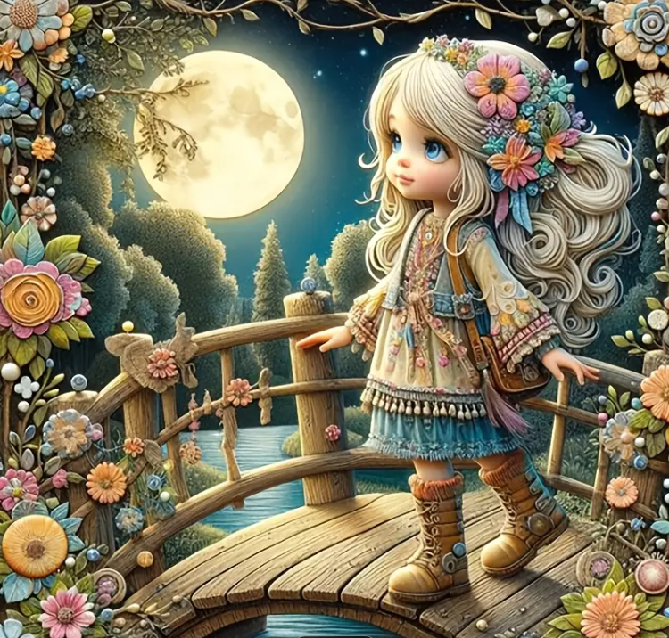 Halo sur le pont – 40x40cm – Diamants Rond