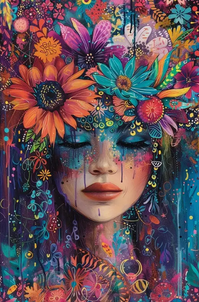 Couronne florale - 40×60cm – Diamants Ronds