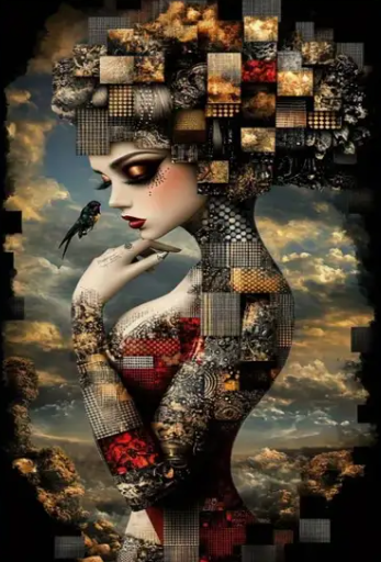 Dame des courtepointes – 40x70cm – Diamants Ronds