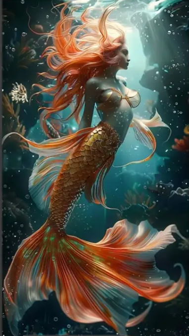 Sirène des abysses - 40×70cm – Diamants Ronds